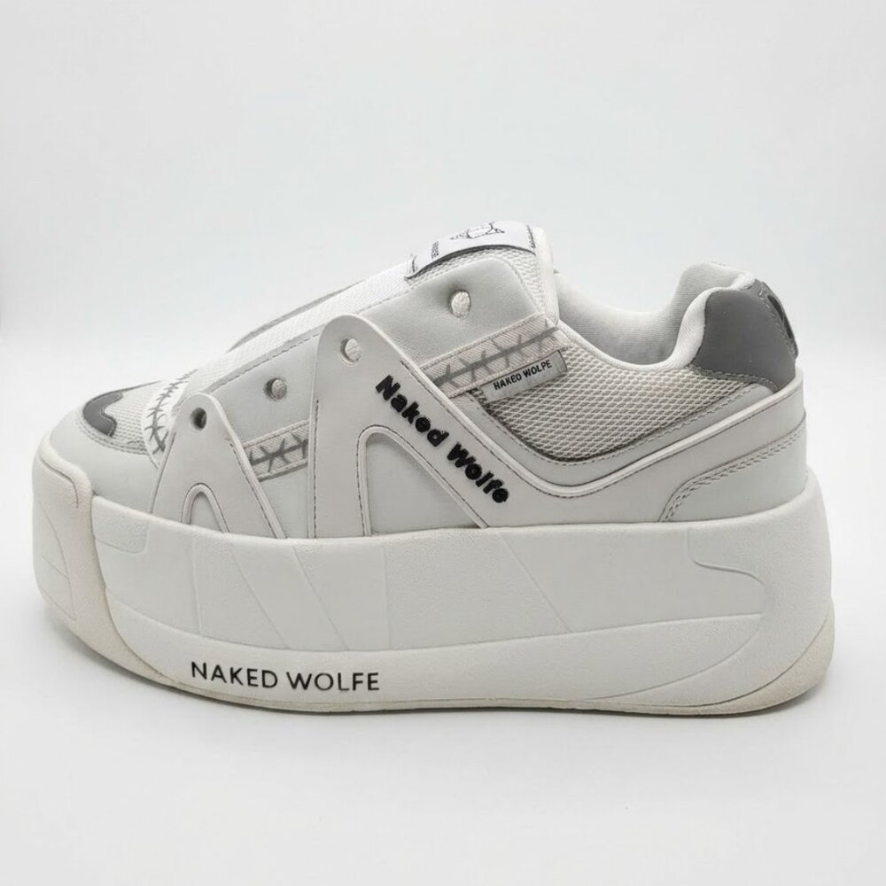 NAKED WOLFE White Slider Platform Sneakers - size 38 EU/8US